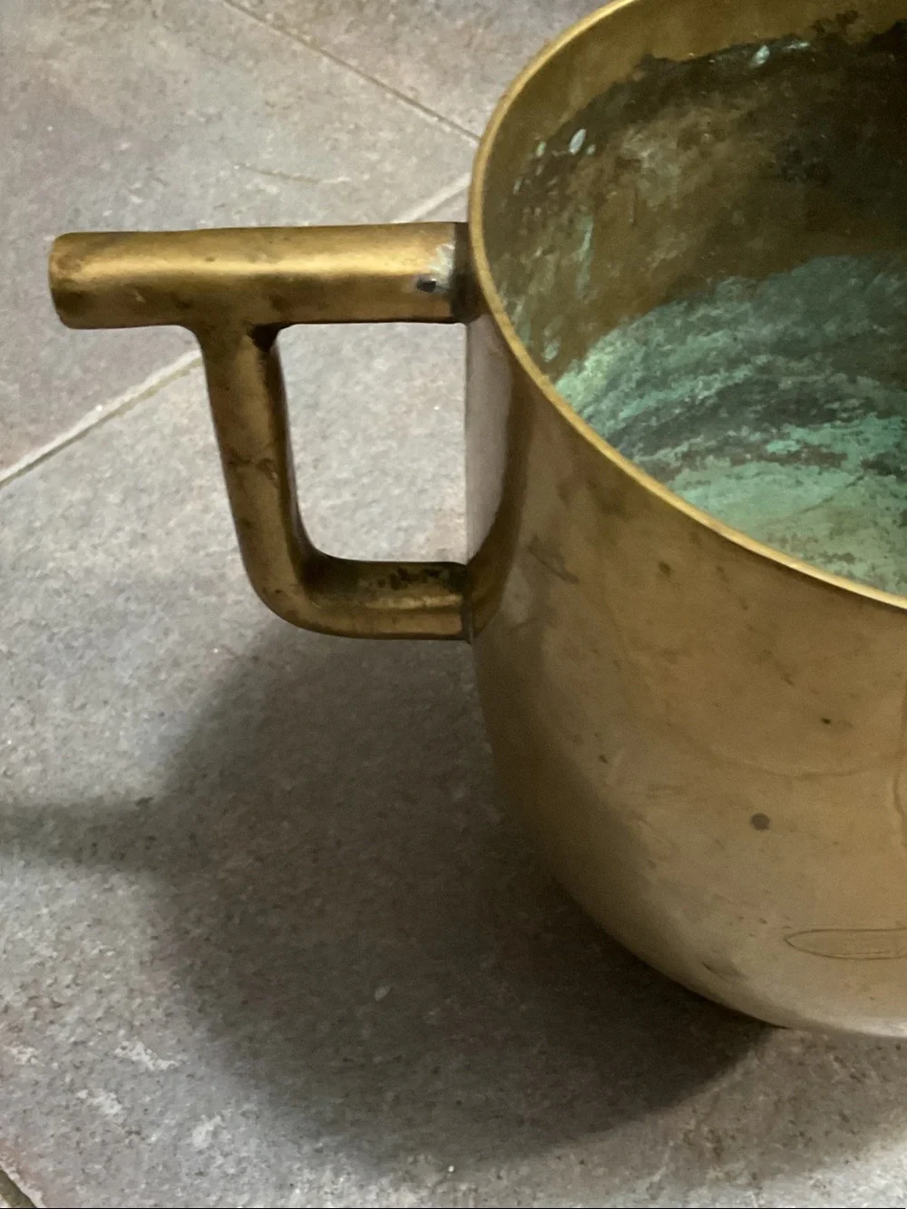 Vintage Brass Two-Handled Trophy Vase with Patina